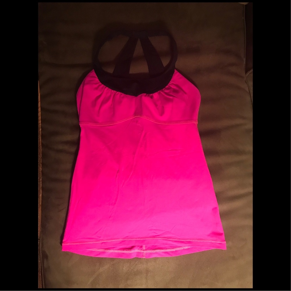 Lululemon Scoop Me Up Hot Pink & Black Racer Tank